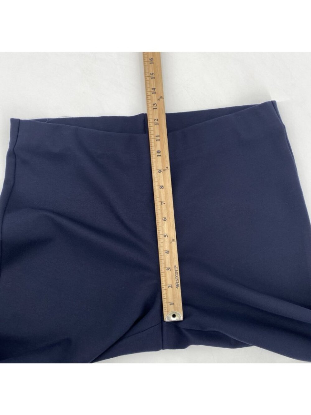 Ann Mashburn Pants Womens Large Navy Stretch Pull On Slim Ponte Mini Flare Hem - Picture 5 of 15